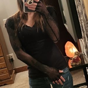 Vintage Lip Service Women's T-Shirt w/ fishnet sleeves - Good Condition! Size S